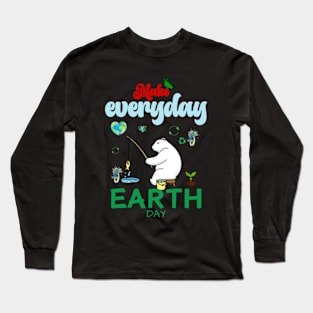 happy funny  earth day 2024 gift april 22 Cute Teacher  Lover Rainbow Long Sleeve T-Shirt